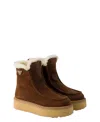 Prada Women's Suede And Shearling Booties In Brown