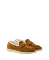 Prada Loafer Aus Wildleder Und Lammfell In Brown