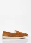 Prada Women Suede And Shearling Loafers In Brown