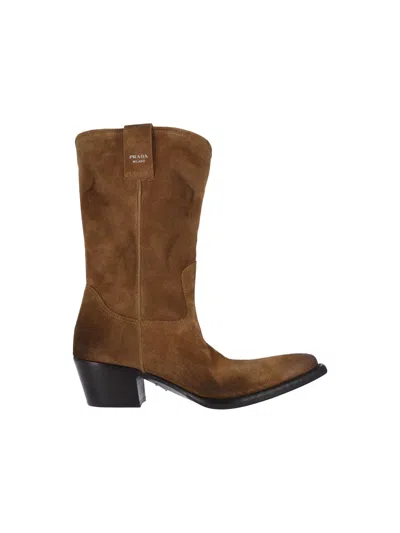 Prada Women Suede Ankle Boots