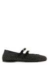 Prada Crystal Saffiano Dual Mary Jane Ballerina Flats
