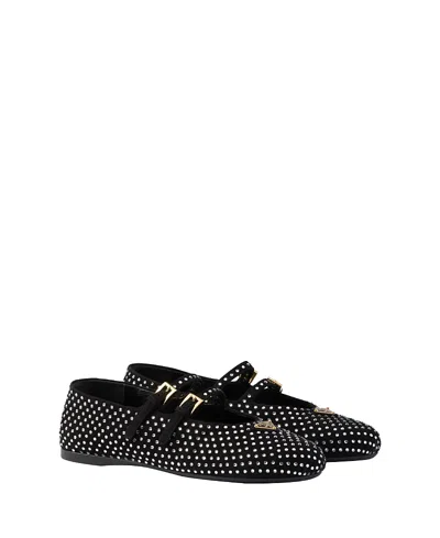 PRADA WOMEN'S SUEDE BALLERINAS WITH CRYSTALS