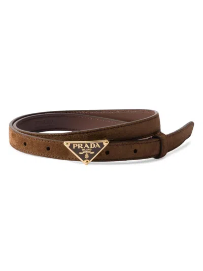Prada Women's Suede Belt In Pattern