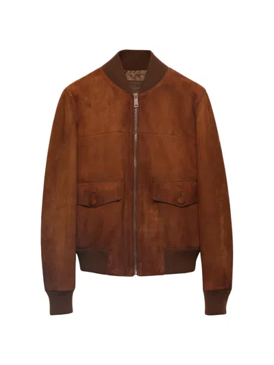Prada Women's Suede Blouson Jacket In Brown