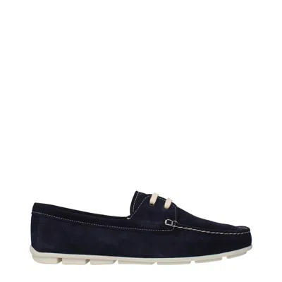 Prada Women's Suede Blue Loafers In Black