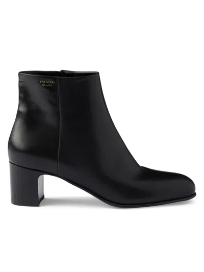 Prada Women's Suede Booties In Black
