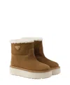 Prada Triangle Logo Suede Snow Boots In Brown