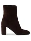 Prada Women's Suede Booties In Brown