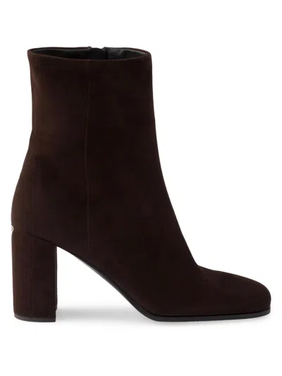 Prada Women's Suede Booties In Brown
