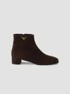 Prada Logo Suede Ankle Boots In Multi