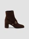 Prada Ankle Suede Boots In Brown