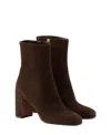 Prada 85 Triangle Logo Suede Ankle Boots In Dark Brown