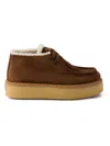 Prada Suede Chukka Boots With Shearling Lining And Rubber Flatform Sole In Brown