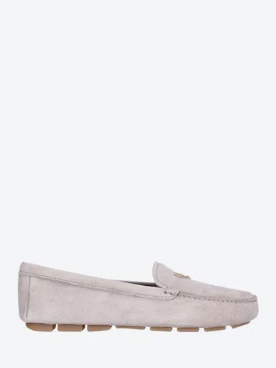 Prada Women Suede Driving Loafers In Grey