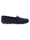 Prada Women's Suede Driving Loafers In Navy Blue