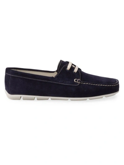 Prada Suede Driving Shoes In Blue