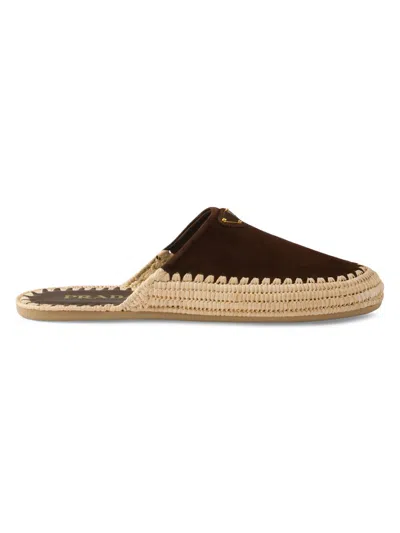 Prada Suede Mules In Brown