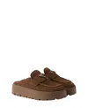 Prada Suede Platform Mules In Brown
