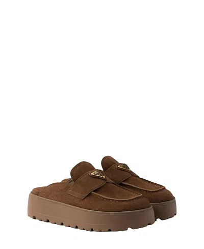PRADA WOMEN'S SUEDE FLATFORM MULES
