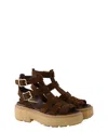 Prada Women's Suede Gladiator Sandals In Brown
