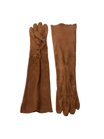 Prada Women's Suede Gloves In Brown
