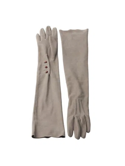 Prada Women's Suede Gloves In Grey