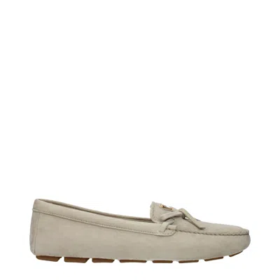 Prada Women's Suede Gray/pumice Loafers In Multi