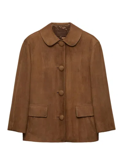 Prada Women's Suede Jacket In Brown
