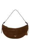 Prada Brown Suede Large Demi-lune Shoulder Bag