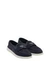 Prada Women's Suede Leather Loafers In Blue