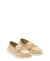 Prada Women's Suede Leather Loafers In Neutral