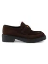 Prada Women's Suede Loafers In Brown