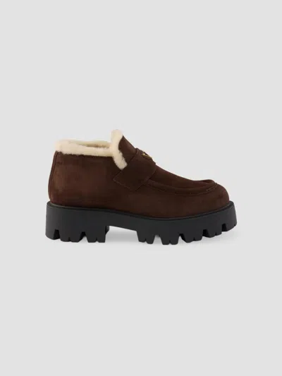 Prada Women's Suede Loafers In Brown
