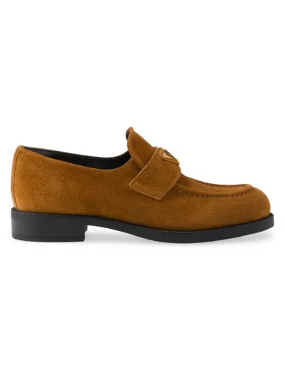 Prada Women's Suede Loafers In Brown