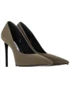 Prada Women's Suede Logo Plaque Pointed-toe Pump (authentic Pre-loved) In Gray