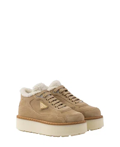 PRADA WOMEN'S SUEDE MID-TOP SNEAKERS