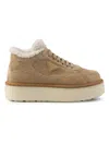 Prada Suede Shearling Platform Sneakers In Multi