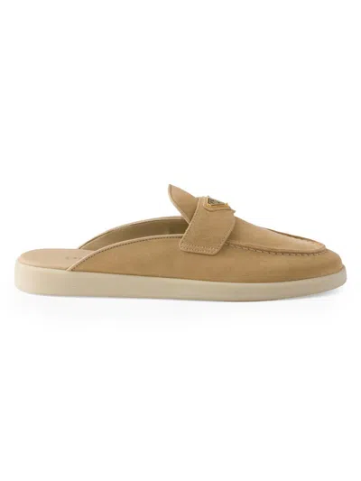 Prada Suede Mules In Brown