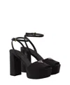 Prada Black Suede Heels In Black