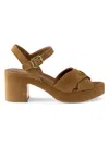 Prada Women's Suede Platform Sandals In Brown