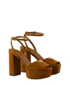 Prada Women's Suede Platform Sandals In Cognac