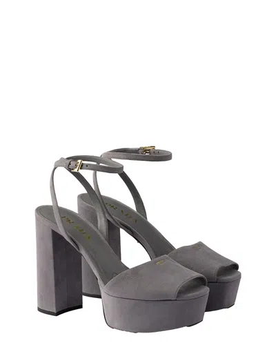 Prada Women's Suede Platform Sandals In Gray