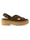 Prada Suede Platform Sandals With 5.5 Cm Sole In Brown