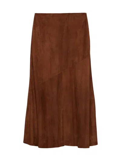 Prada Women's Suede Skirt In Brown