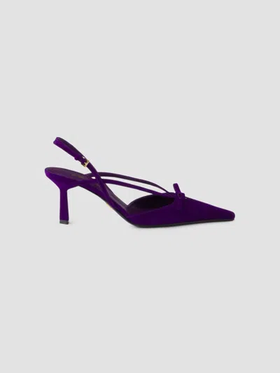 Prada Suede Slingback Pumps In Purple