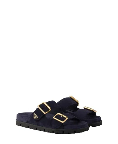 PRADA WOMEN'S SUEDE STRAP SLIDES