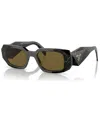 Prada Symbole Rectangular Women's Sunglasses, Pr 17ws In Black,yellow Marble