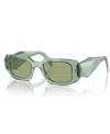 Prada Womens Green Pr A25s Rectangle-frame Acetate Sunglasses In Transparent Sage