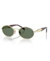 Prada Womens Gold 65zs Oval-frame Metal Sunglasses In Dark Green