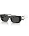 Prada Low Bridge Rectangular Unisex Sunglasses, Pr A01sf In Black